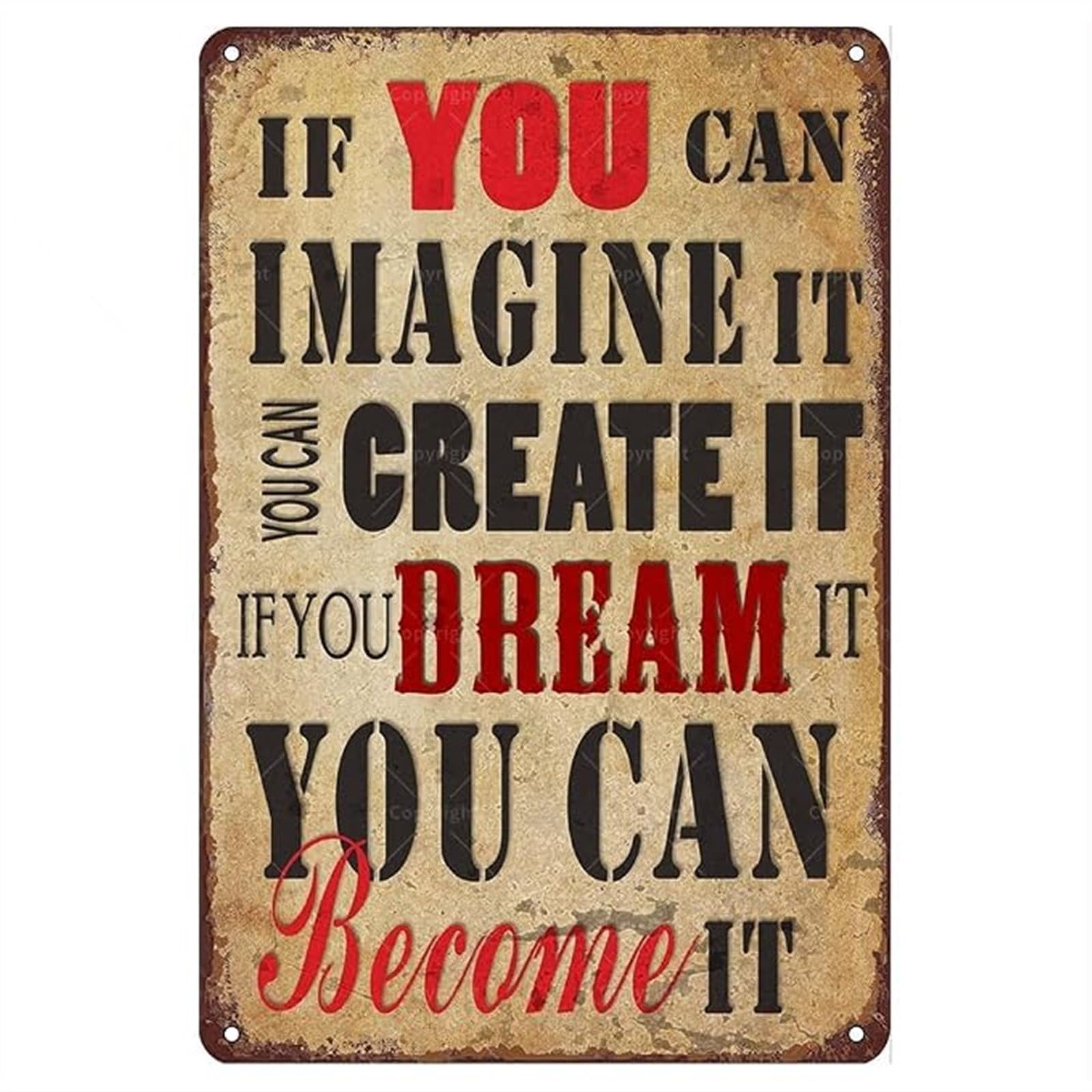 UYCUODLUY If You Can Imagine It You Can Do It Vintage Aluminum Sign Thinker Quote for Study Room Workshop Man Cave 8 X 12 in