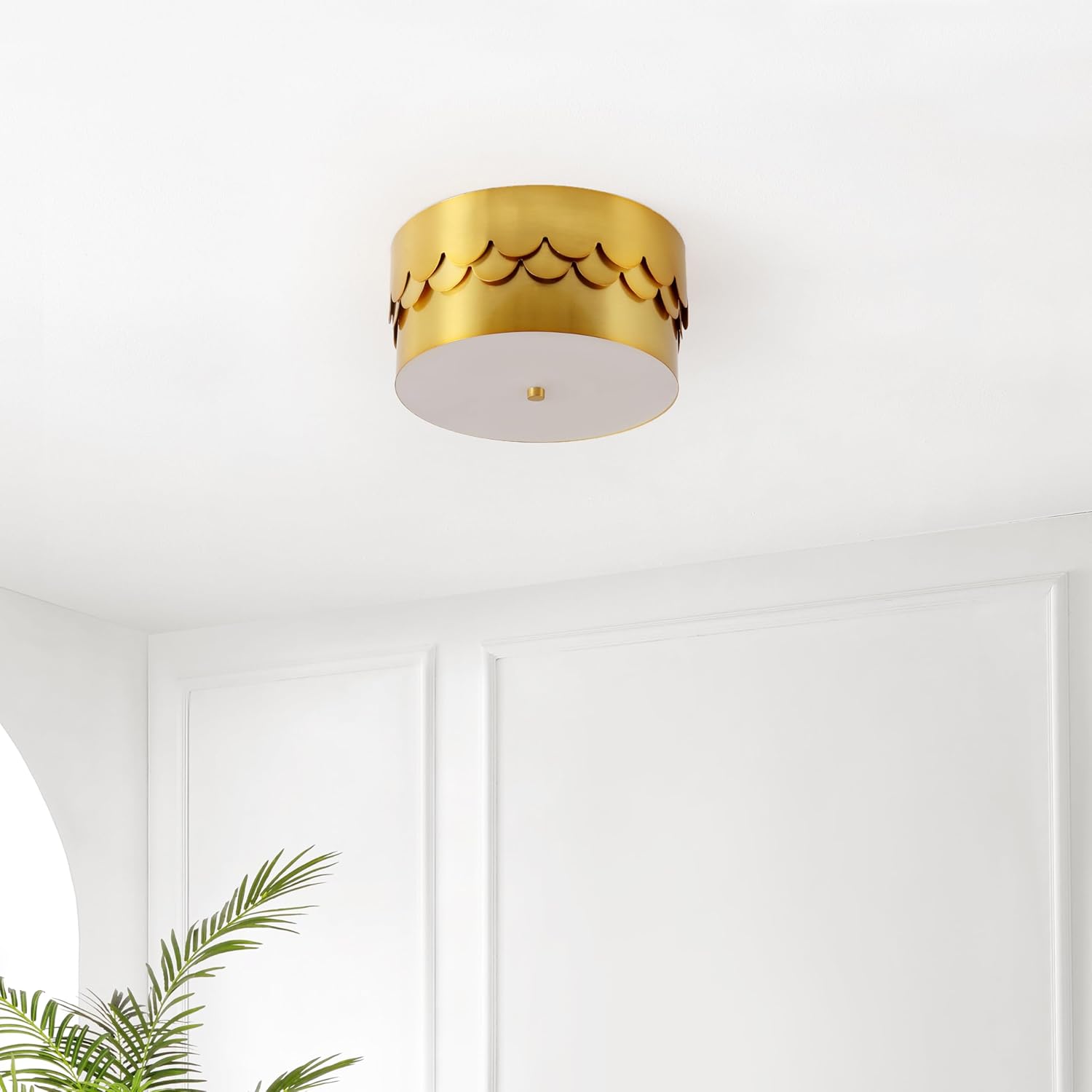 SAFAVIEH Lighting Collection Jimena Brass Gold 3-light 13-inch Drum Flush Mount (LED Bulbs Included)