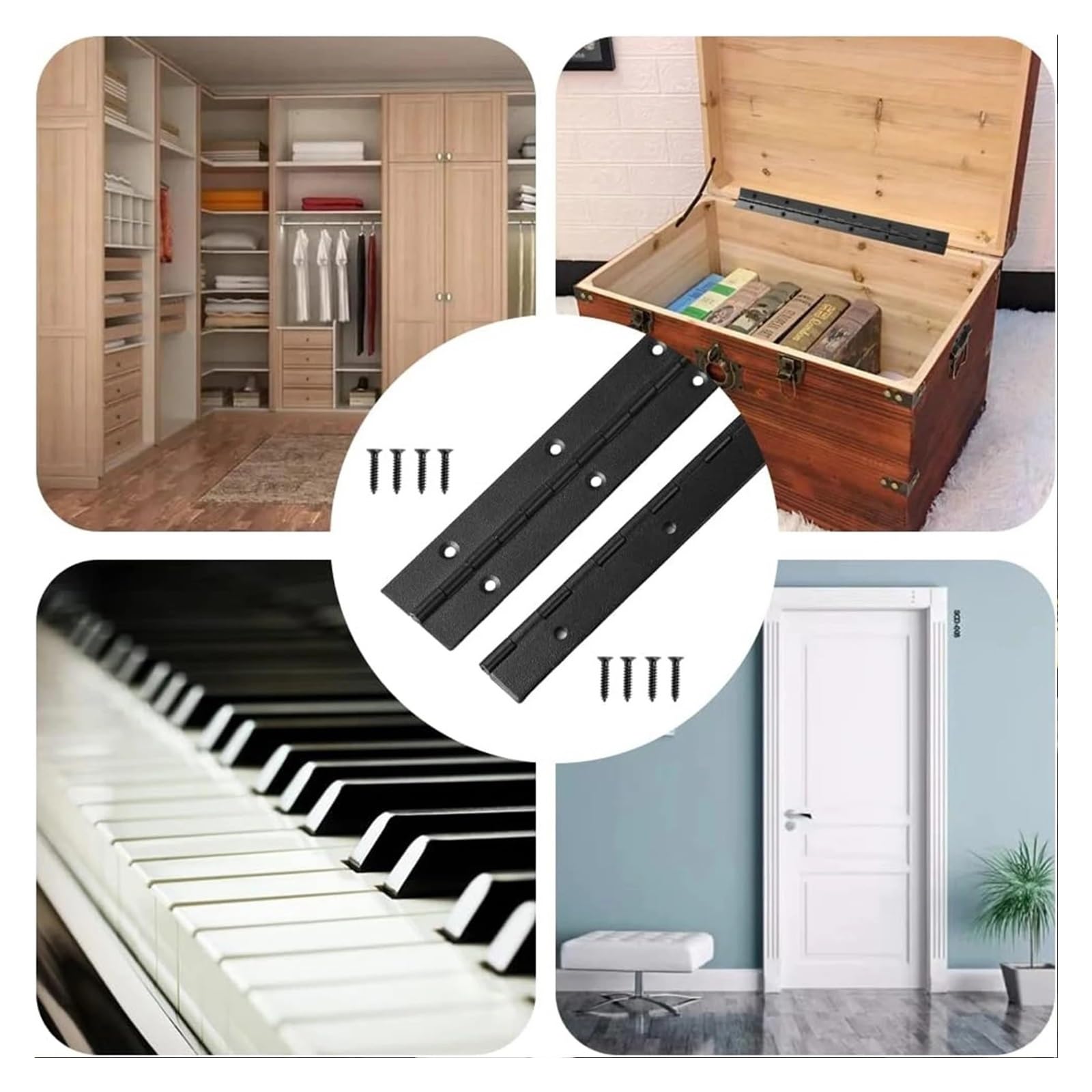 Bisagras de piano de acero inoxidable continuas, Paquete de 3 bisagras piano negras continuas 6 a 48 pulgadas for puertas gabinetes y muebles(36inx30mmx1.2mm)