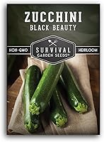 Survival Garden Seeds Black Beauty Zucchini - Heirloom Non-GMO Seeds for Prolific Summer Squash Home Gardens with Instructions