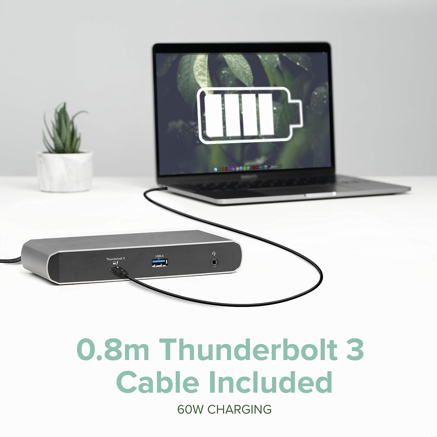 Flash Deals - 60% OFF Plugable Thunderbolt 3 and USB C Dock with 60W Charging, Compatible with MacBook/MacBook Pro and Windows Laptops, Dual DisplayPort, 2X USB-C, 3X USB 3.0, Gigabit Ethernet, Audio Jack - Horizontal