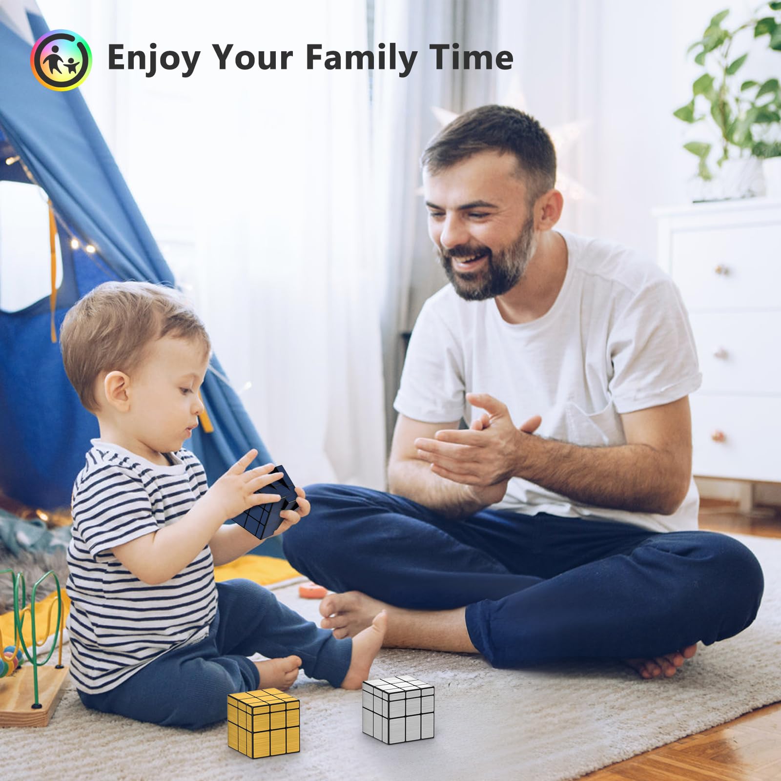 Vdealen Speed Cubo Magico 3x3x3 Mirror Magic Cube, Liso Espejo Cubo de Velocidad para Principiantes y Usuarios Avanzados, Regalo para Niños Adolescentes Adultos(Oro)