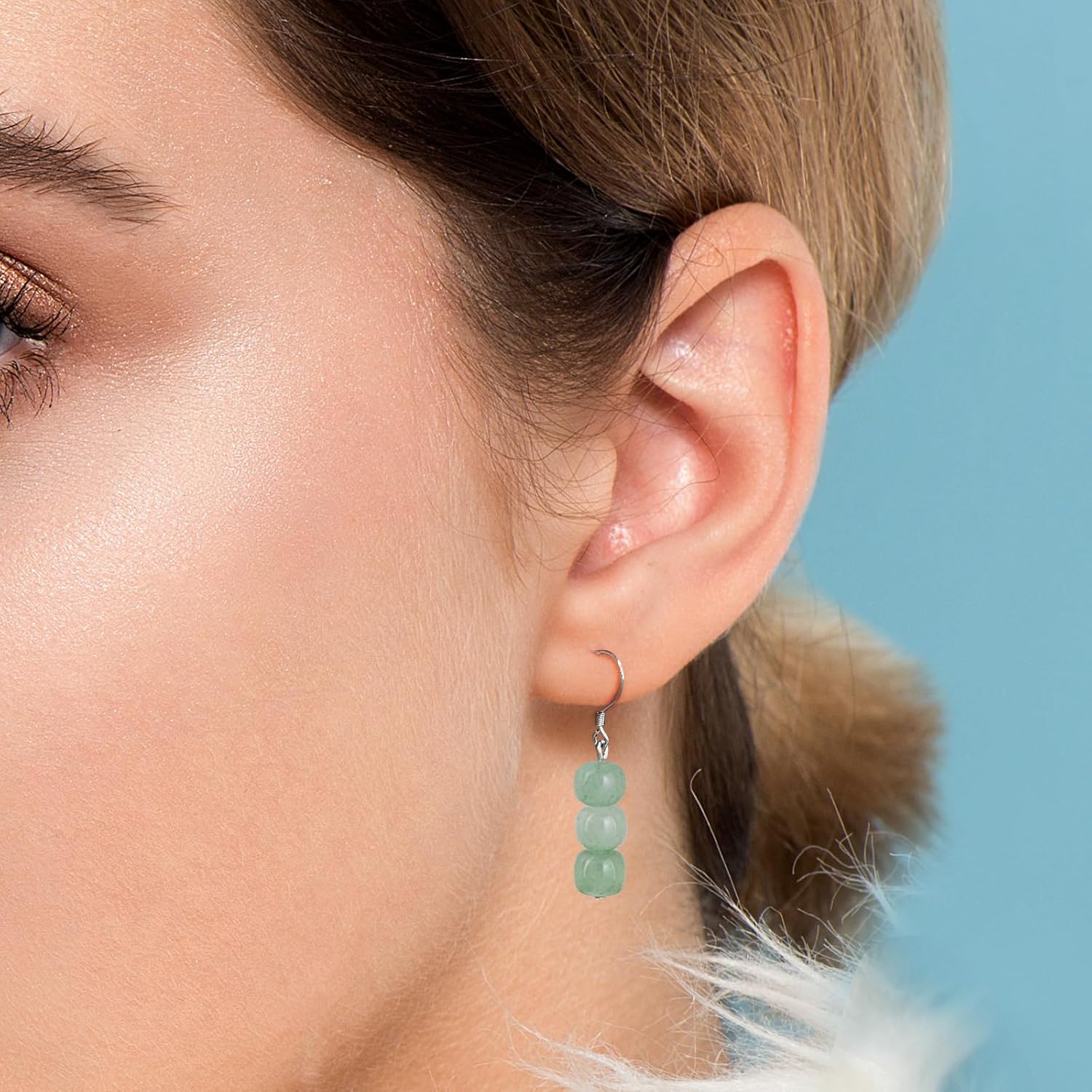 925 Sterling Silver Jade Drop Dangle Earrings Green Jade Earrings for Women Trendy Simple Gemstone Jewelry for Gift - Image 2