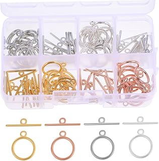 1 Box Alloy Round Toggle Clasps Jewelry Connectors for DIY Bracelet Making and Repair Smooth Surface T Bar Ring Clasps for Craft Projects