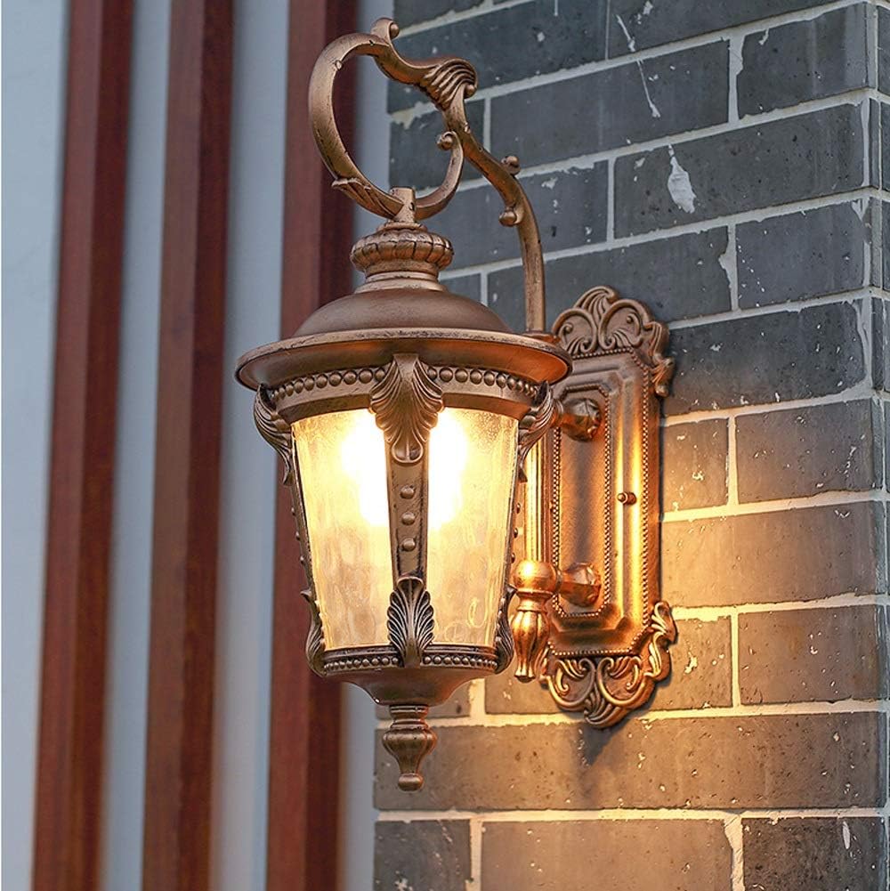 fash tradital Classical Outdoor Light Lantern antirust die-cast Aluminum lamp Fixture Victorian Glass Downlight Courtyard Garden Villa Porch View Outside wall Sconce Indoor a