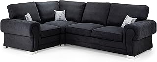 Honeypot - Sofa - Verona - Fullback - 2C2 Corner Sofabed - 2C1 Corner Sofabed - 3 Seater Sofabed - Grey - Mattress Topper Included (Left Hand Corner Sofabed, Black)