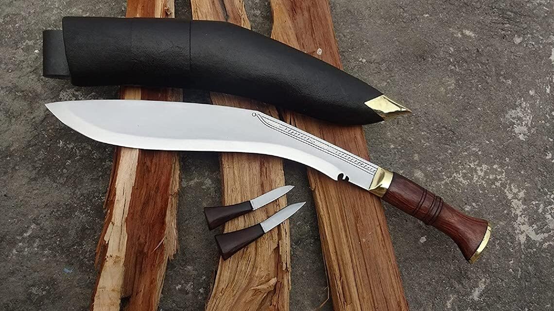 EGKH-Khukuri 18'' Bhojpure Sacrificial Nepali Handmade Knife with Wooden Handle Camping and Hunting Knife - Historical Issue Kukri - Handforged Khukuri