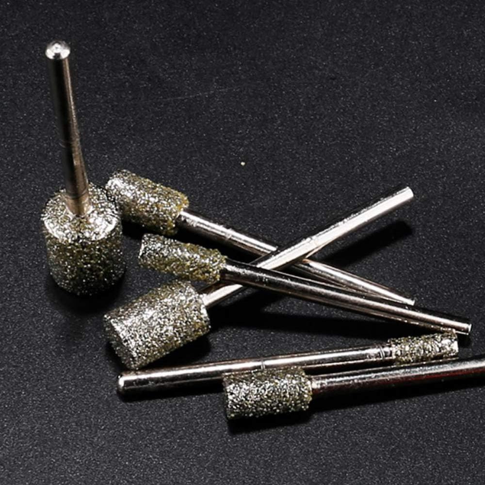 60 Grit Diamond Coated Grinding Bit Sets, 1/8" Shank Cylinder Head Rotary Diamond Grinding Burrs 3mm 4mm 5mm 6mm 8mm