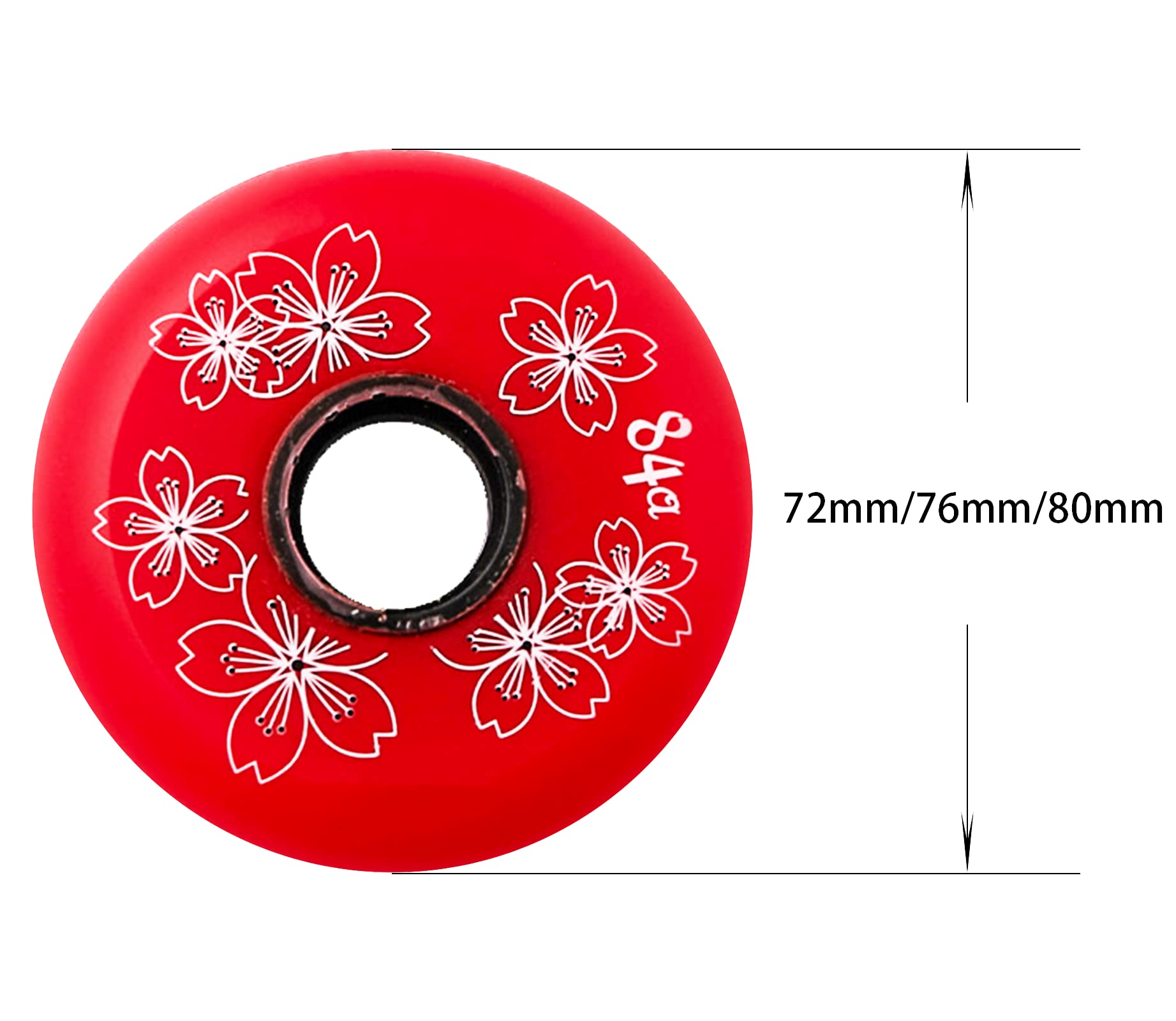 Generico Rotelle per Pattini in Linea Esterno Interno Ruote di Ricambio per Skate in Linea Pattinaggio Ruote per Pattini A Rotelle Senza Cuscinetti da 72 mm/76 mm/80 mm 84A