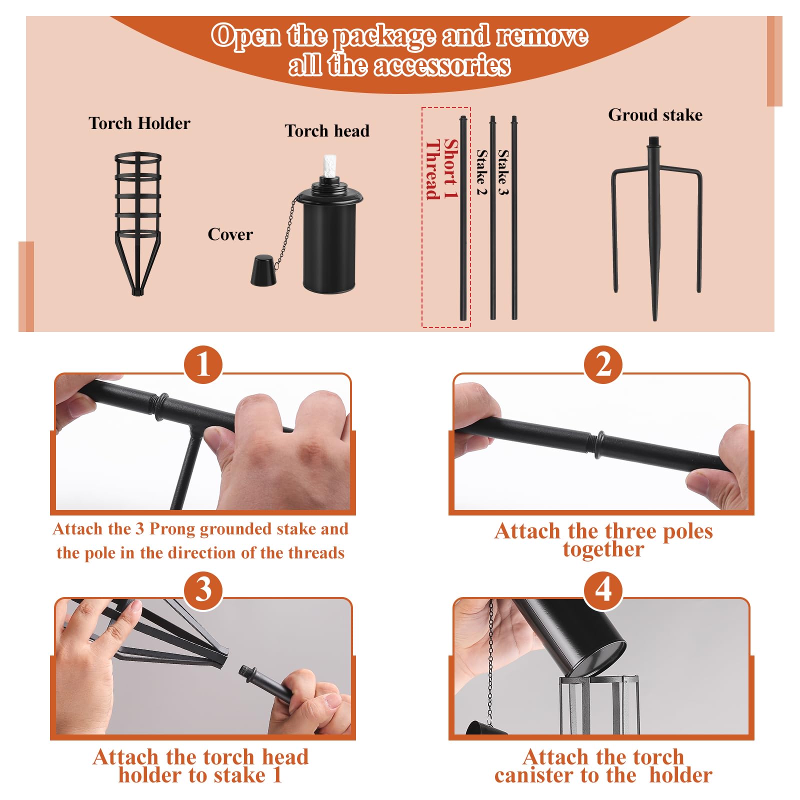 Home Garden Torch Set Of 4, Outdoor Metal Torches Curacao - View #7