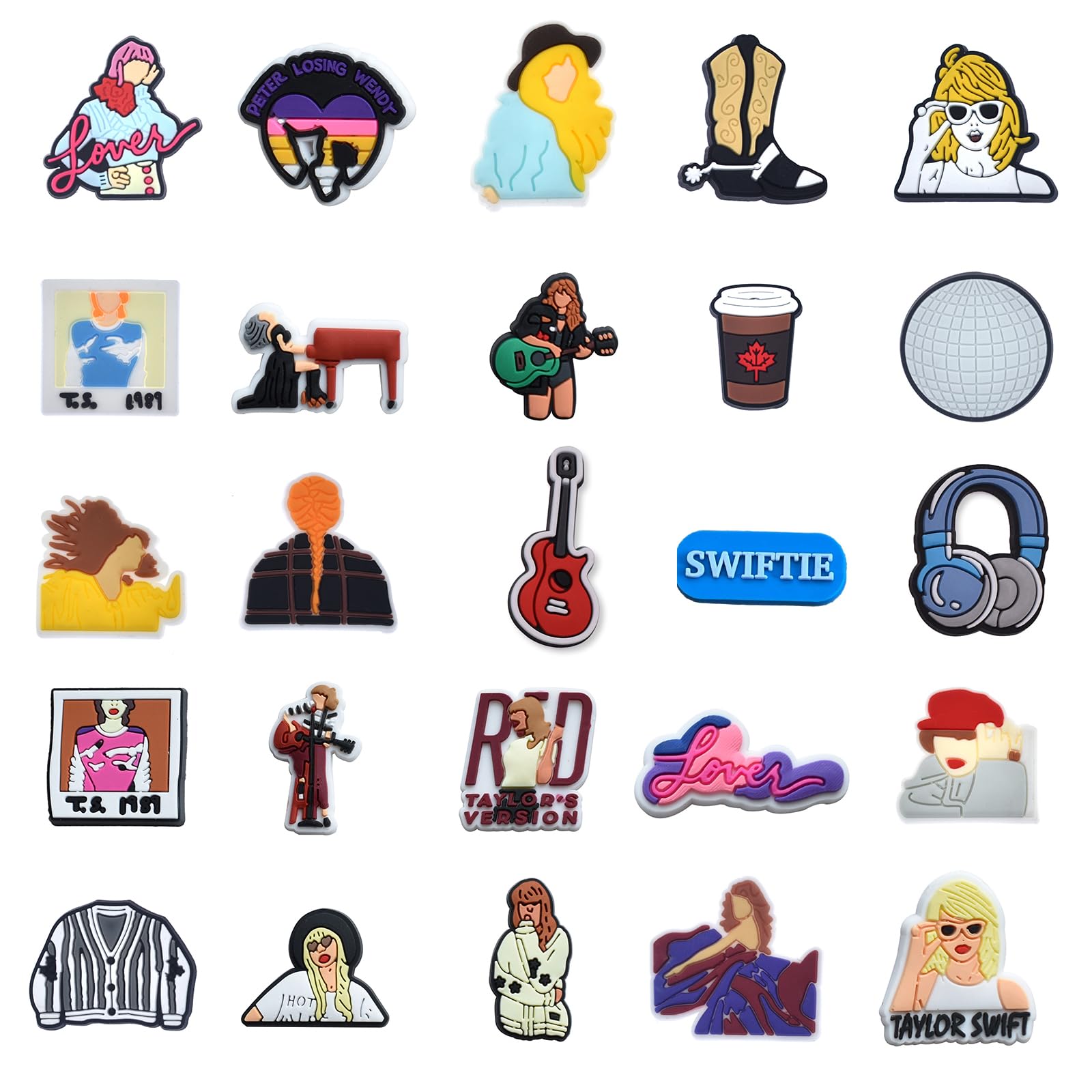 ATOWORLDTaylor Croc Charms for Adults Kids Shoe Charms Crocs Accessories Taylor Shoe Decoration Charms for Crocs Girls Women Cute Croc Charms Singer Croc Inserts Funny Croc Charm Music Gifts Croc Decorations