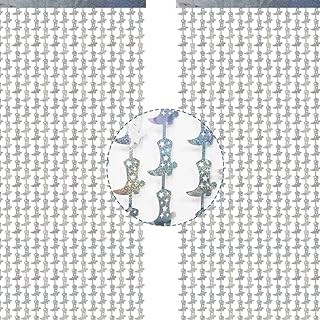 2-Pack Cowgirl Boot Metallic Tinsel Foil Fringe Curtains for Cowgirl Birthday Party Decorations, Last Rodeo Bachelorette Backdrops, Disco Cowboy Vibes, and Nashville Bach Party Supplies - 3.3 x 6.5Ft