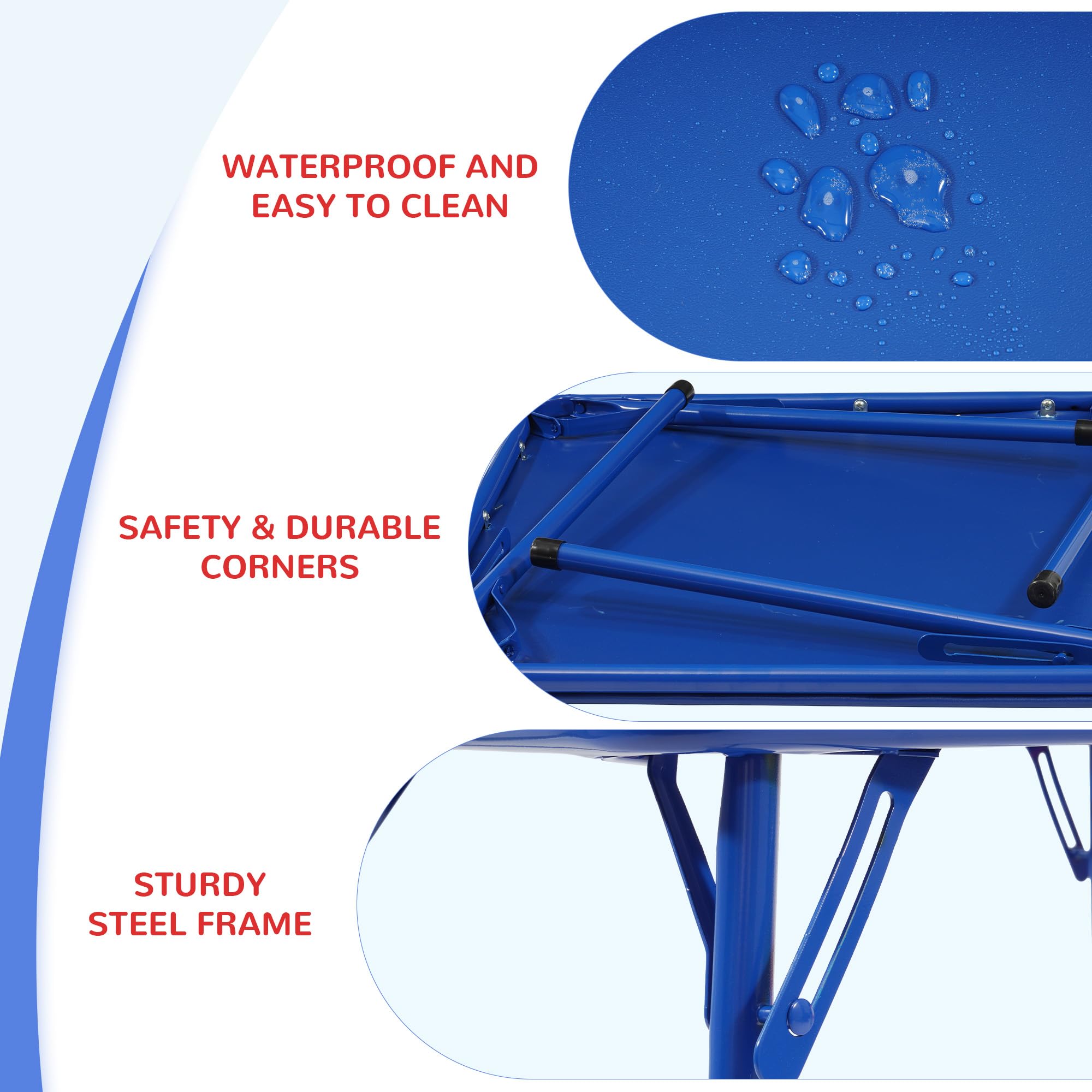 Folding Square Table Card Table with Vinyl Padded Top Foldable Activity for Indoor Outdoor Use Perfect for Picnic — view 5