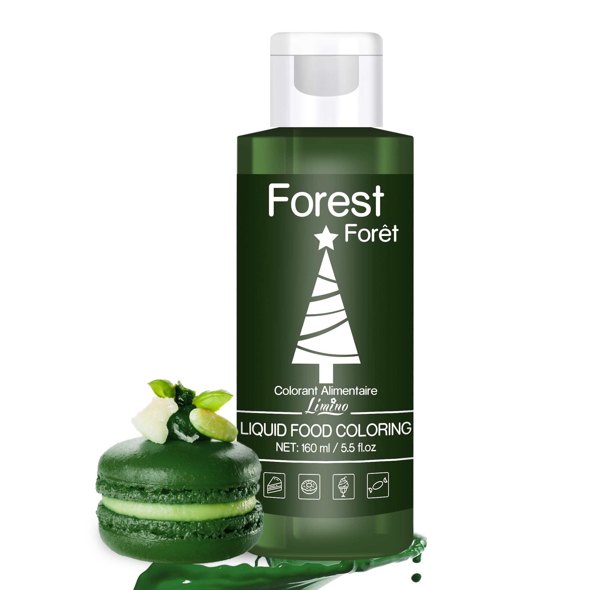 Food Coloring - Vivid Food Coloring for Baking, Cake Decorating, Cookie, Fondant, Macaron - Liquid Tasteless Food Color Dye for Airbrush, DIY Slime Making and Crafts - 6 fl.oz / 160ml (Forest)