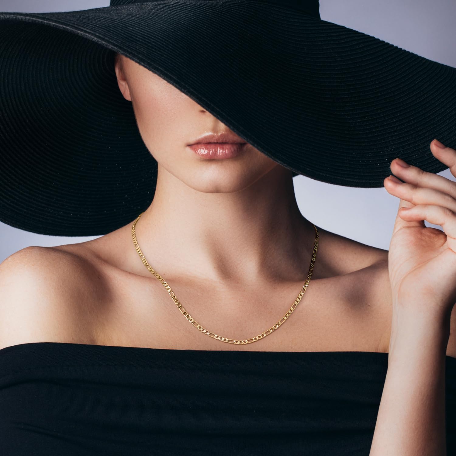 Gold Necklace For Women 3.2mm Wide Figora Chain 14K Gold Necklace Beauty In Simplicity Jewelry For Women Neutral Design Necklaces For Mens Necklaces Chain 16-30in - Image 7