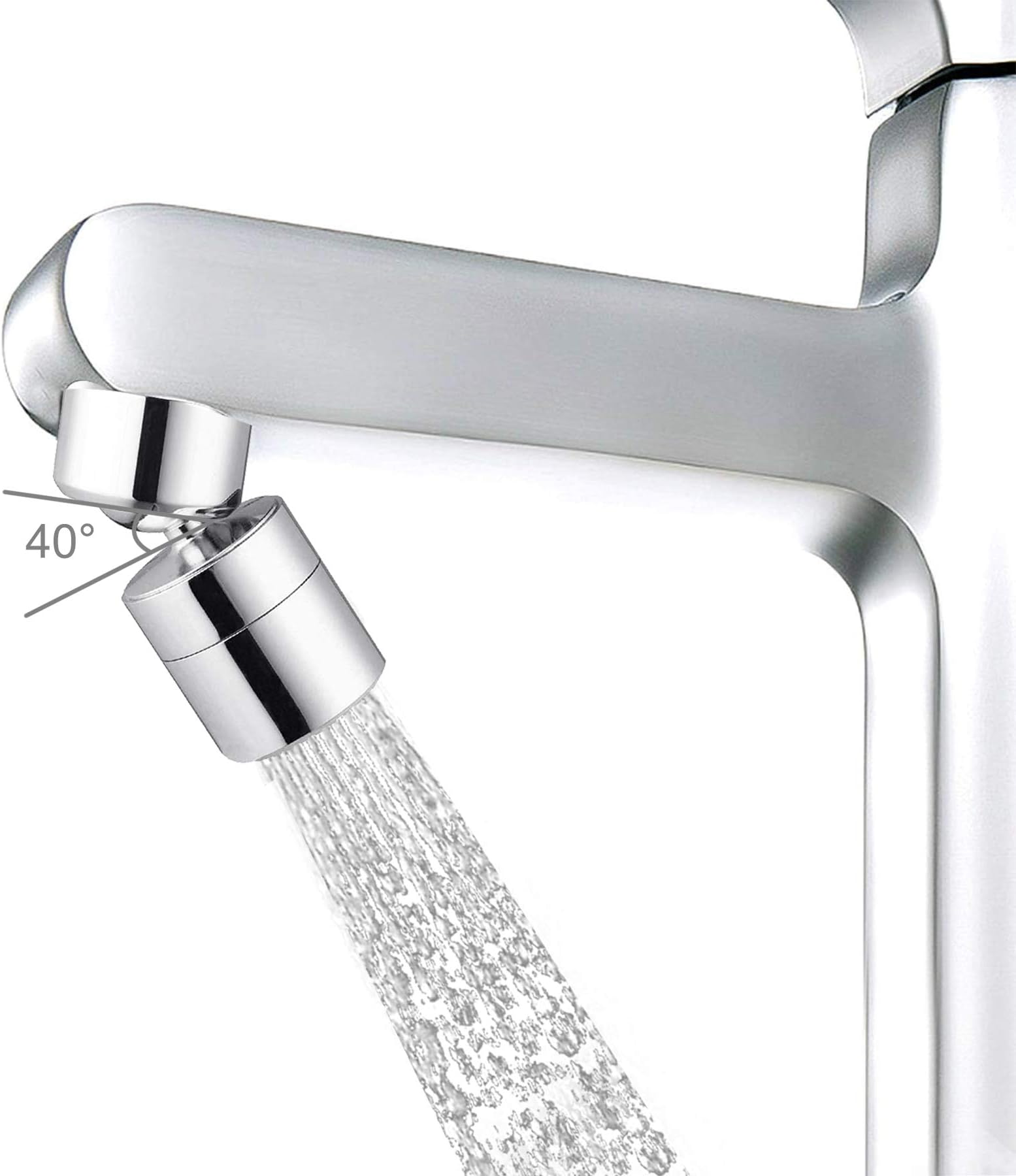 Waternymph Solid Brass Kitchen Sink Aerator - Big Angle Swivel Faucet Tap Aerator Dual-Function 2 Sprayer - Swivel - 22mm Female Thread - Polished Chrome(FM22)