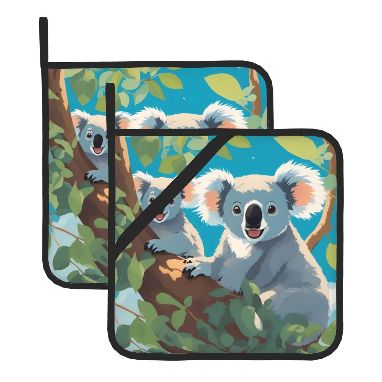Two happy koalas Square Heat Resistant Trivet Set Thick and Durable for Baking Barbecue Cookware Oven