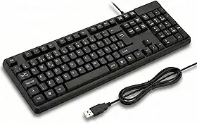 Teclado com Fio USB ABNT2 para PC e Notebook – Digitação Silenciosa, Conforto Ergonômico, Perfil Slim, Teclas Macias, Plug & Play, Alta Durabilidade, Ideal para Escritório, Estudos e Uso Diário
