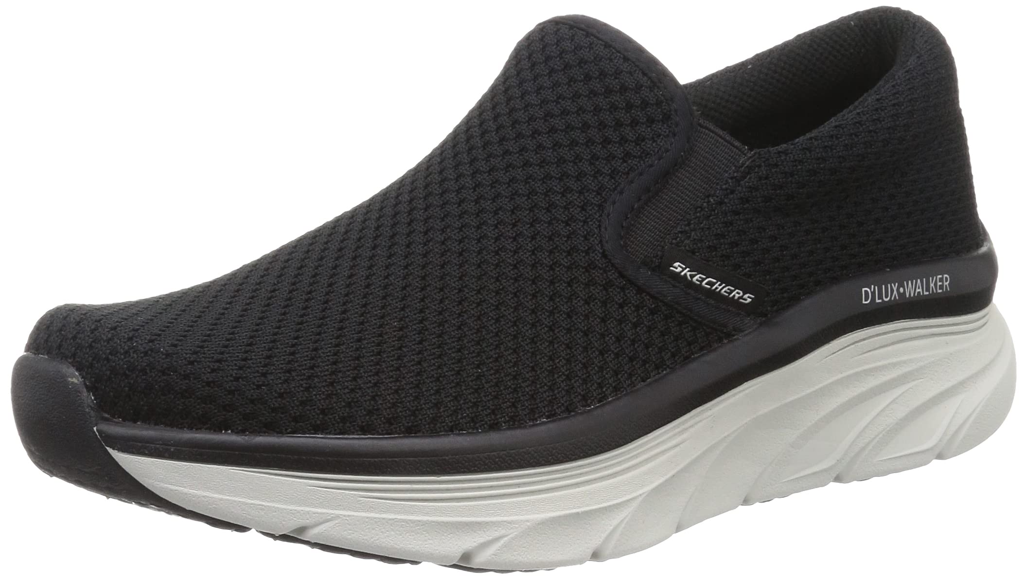Skechers Mens D'Lux Walker Casual Sneakers Vegan Breathable Athletic Mesh-Knitted Upper Black - 8 UK (232262)
