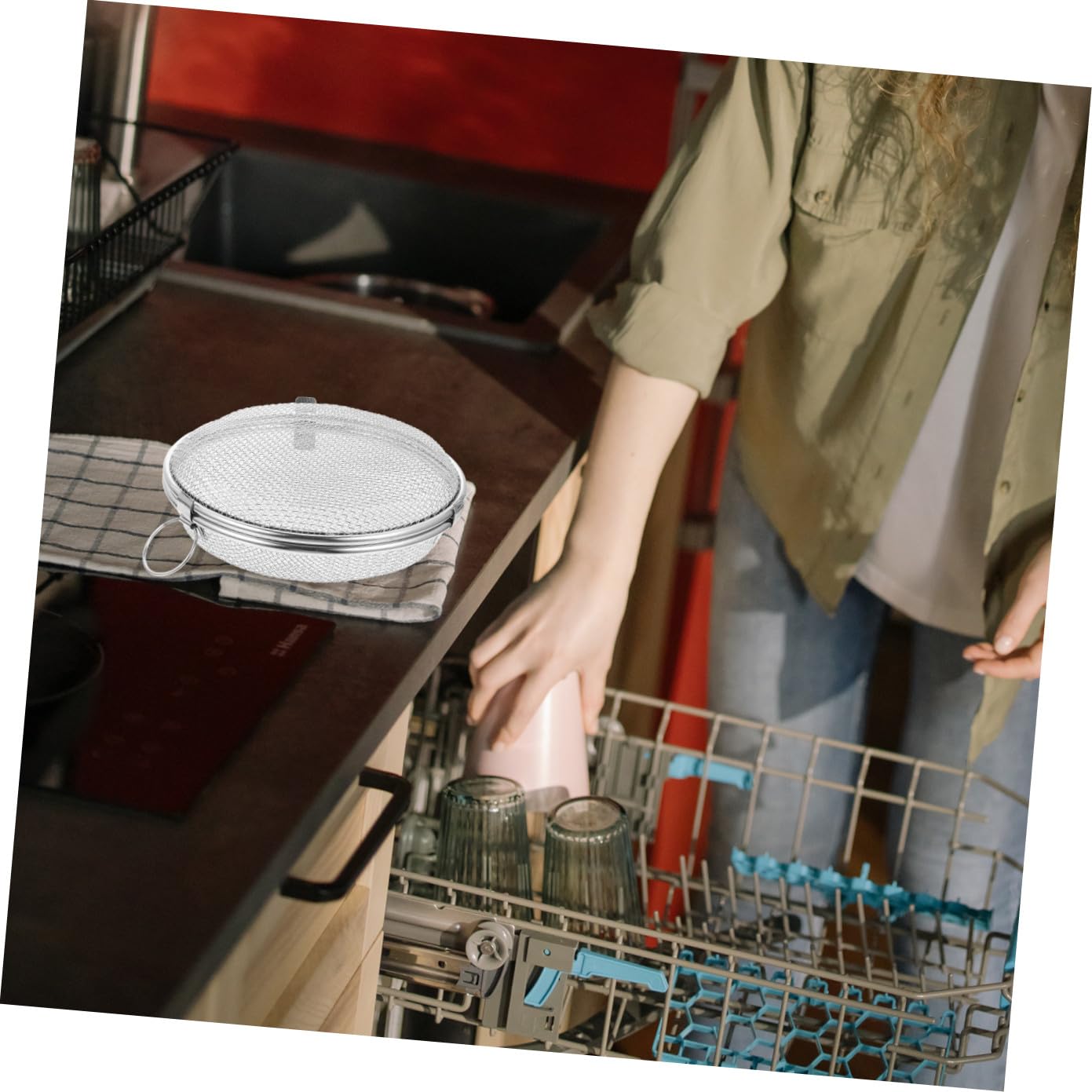 Hohopeti Cesto Lavavajillas Inoxidable De Malla Resistente Para Cubiertos y Utensilios Soporte Metalizado Para Cocina Organizador Práctico Para Tenedores y Cuchillos