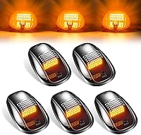Wodvyss 5PCS 24LED Amber Smoke Cab Roof Marker Lights + Harness - Fits 2003-2018 Ford F-Series, Chevy Silverado, Ram 1500-5500 Trucks