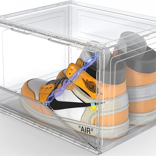Miniatura 2 de Potahouse Caja de almacenamiento de zapatos Más grandeContenedores transparentes de 8.27 pulgadas de altura para tenis con puerta lateral magnética