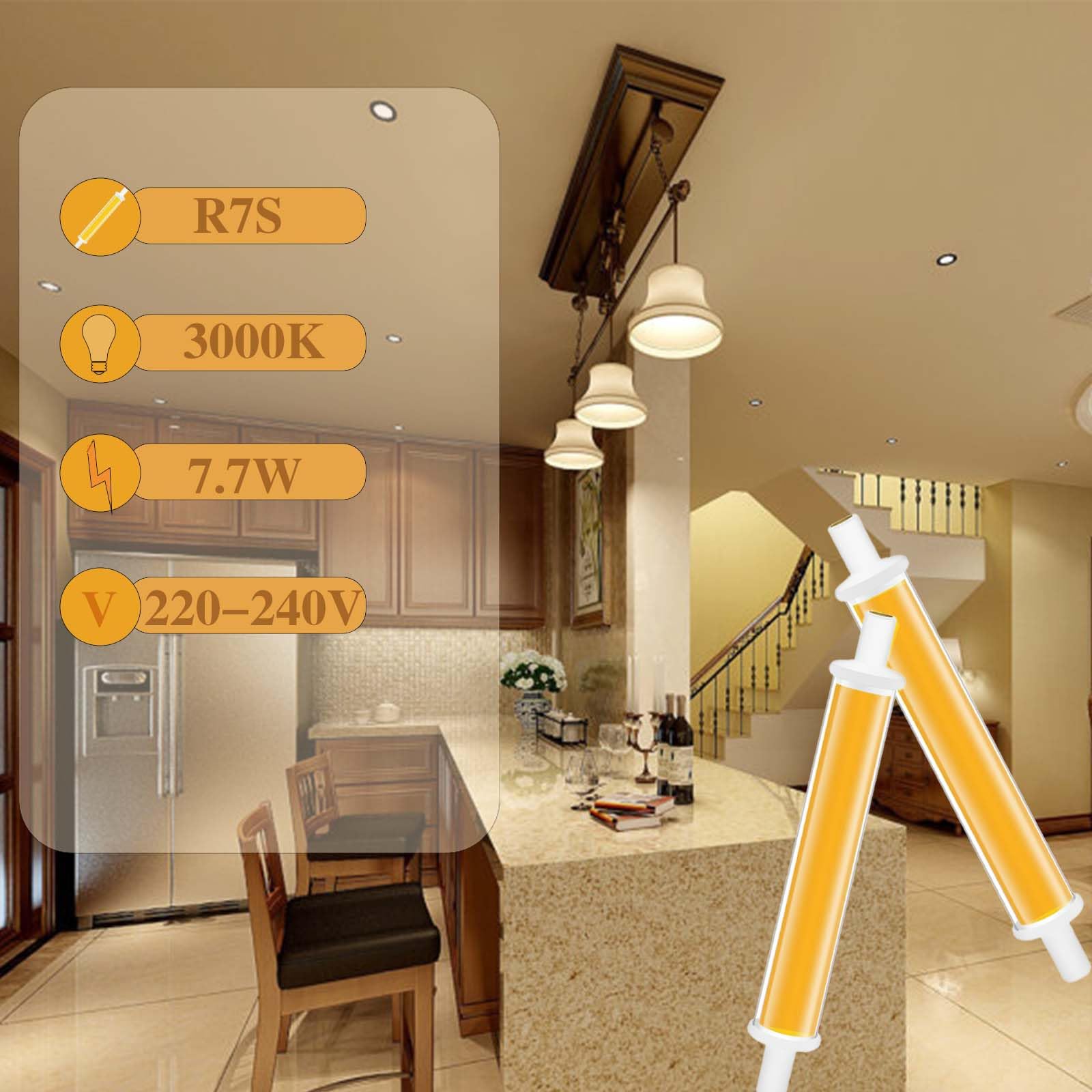 BVCL 7.7w R7s Led Lampen 118mm Dimmbar,Ac 220-240 Kein Flackern NatüRliches Licht 4000k FamilienatmosphäRe Fenster Display Lichter Dimmbar Lampen(118MM_4PCS)