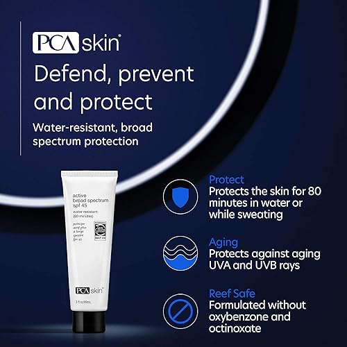 Vista 3 de PCA SKIN Active Broad Spectrum SPF 45 - Loción protectora solar facial y corporal resistente al agua de óxido de zinc, apta para arrecifes, fórmula
