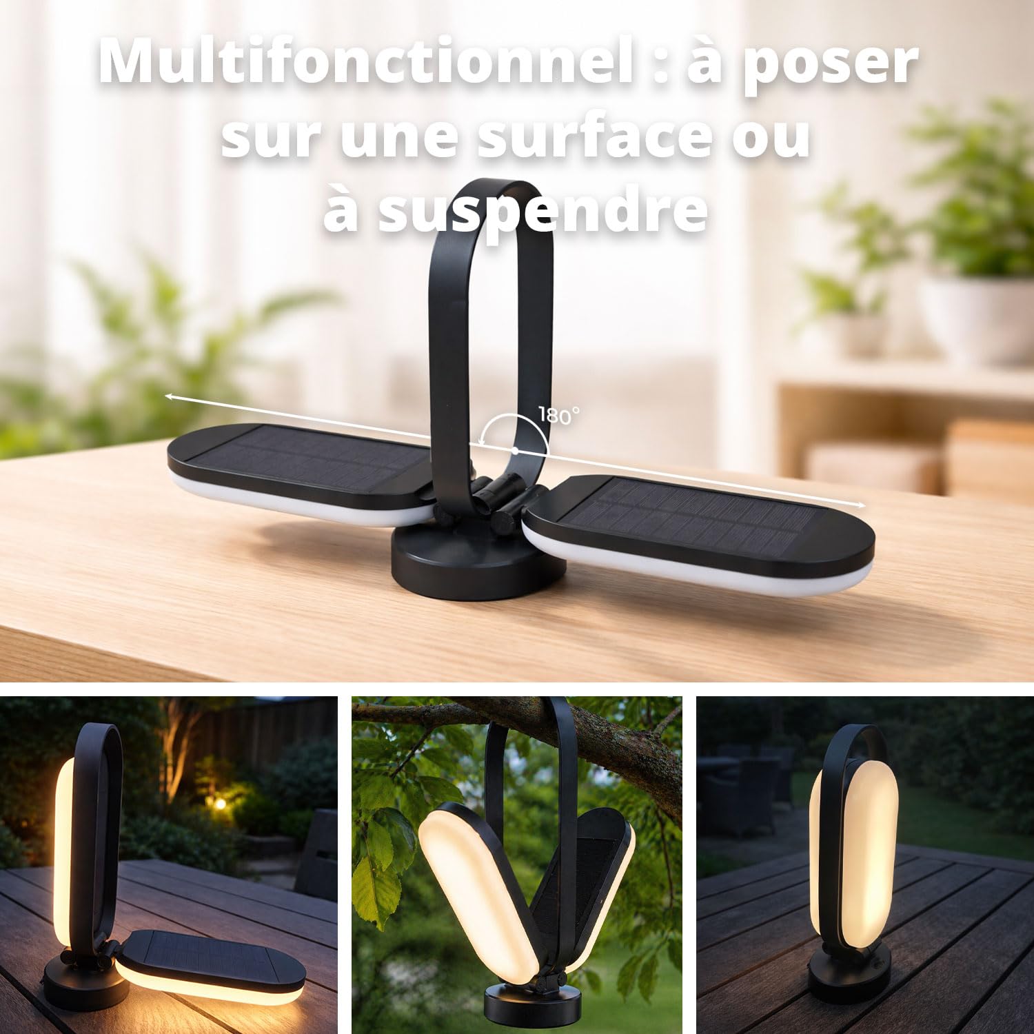 FLINQ Lanterne Camping Solaire PineGlow - LED USB-C Rechargeable, IPX4 | Batterie 5000 mAh, 240 LED & 3 températures (blanc chaud à froid), jusqu'à 28 h - pliable 180°, résistante IPX4, secours