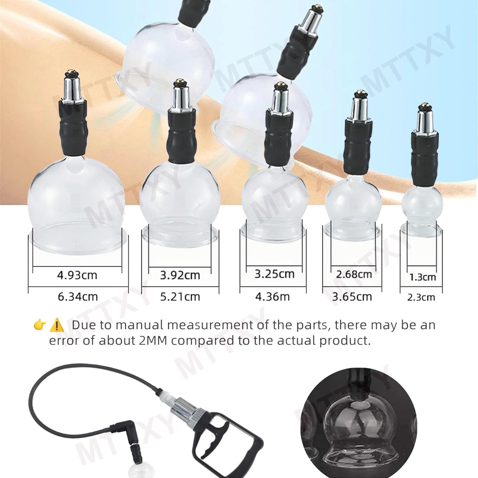 Set per terapia con coppettazione in vetro da 14 pezzi in 5 misure, coppette per massaggio con coppettazione a vuoto portatili con custodia in alluminio, terapia professionale cinese con