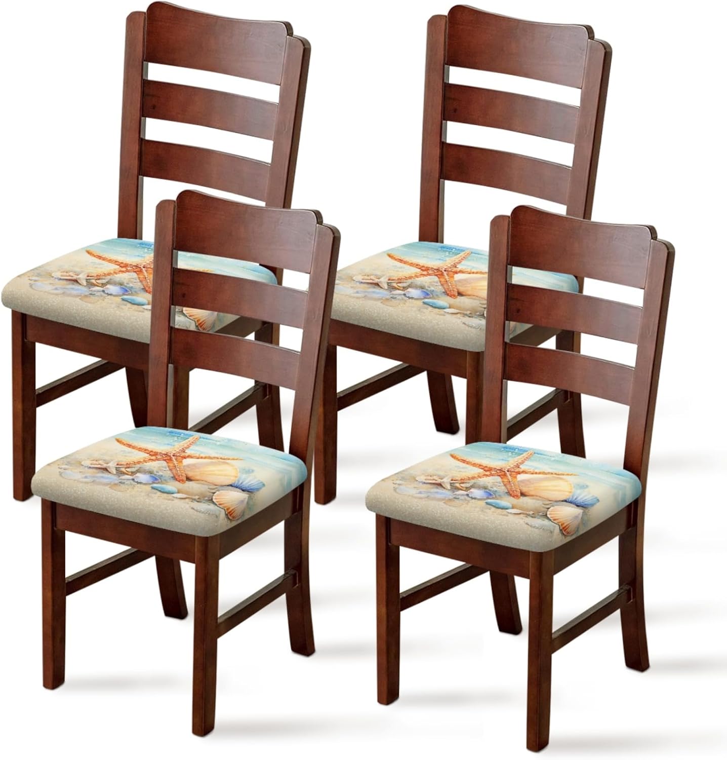 4 PCS Beach Chair Seat Covers for Dining Room Stretchy Chair Covers Seat Cushion for Kitchen Office Chair Seat Slipcovers Protector Removable Slipcover Dust Cover for Home Party,14"-19"