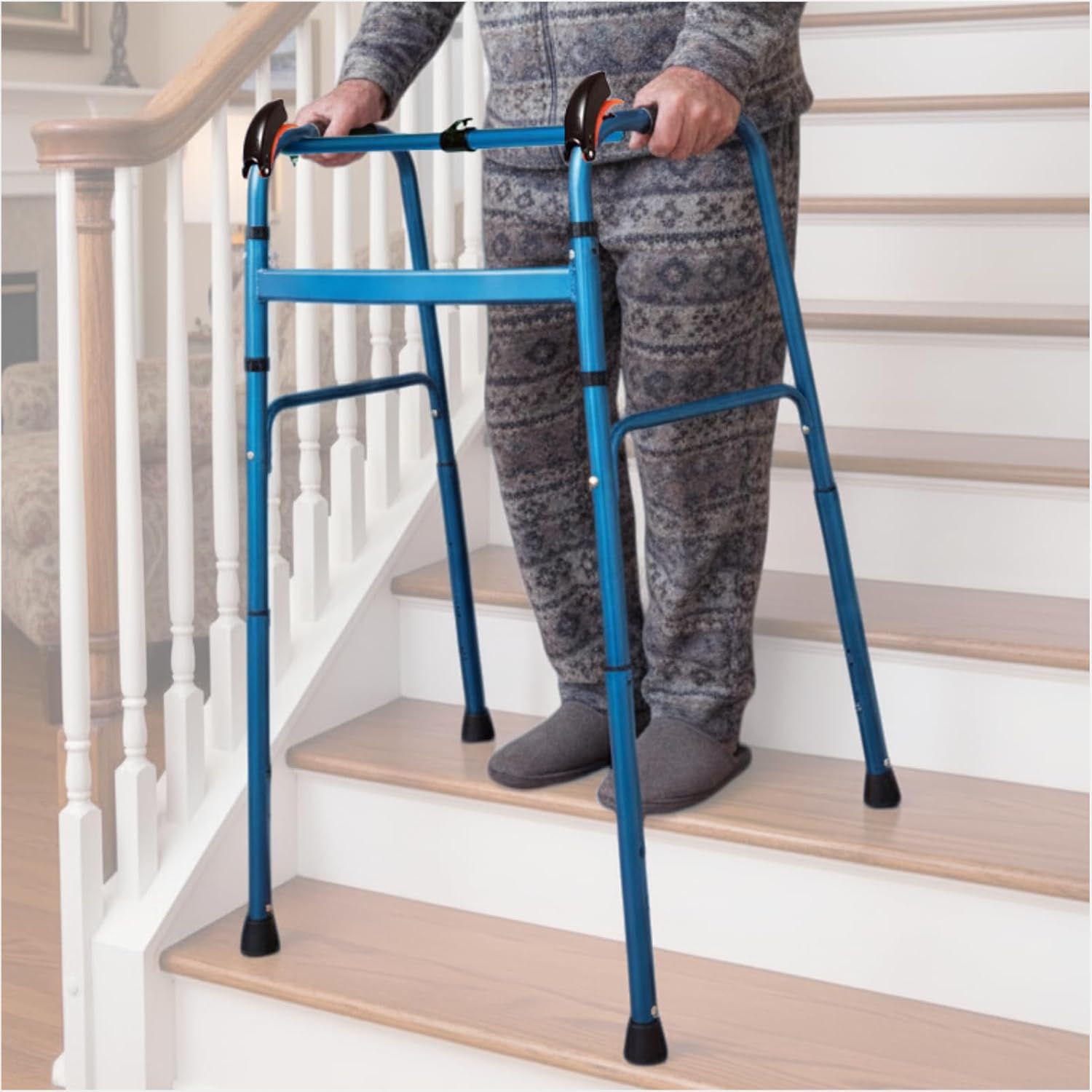 Foldable Stair Climbing Assist Walker, Adjustable 4-Leg Height Support Tool for Home Stair Use