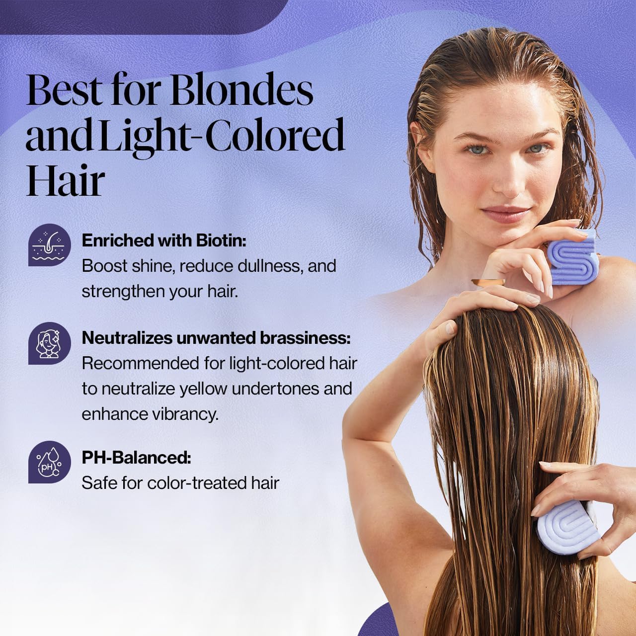 Kitsch Toning Purple Shampoo & Conditioner Bar Set For Blondes & Color Treated Hair - With Biotin for Strengthening & Neutralizing Brassy Tones - Vegan, Silicone & Sulfate Free