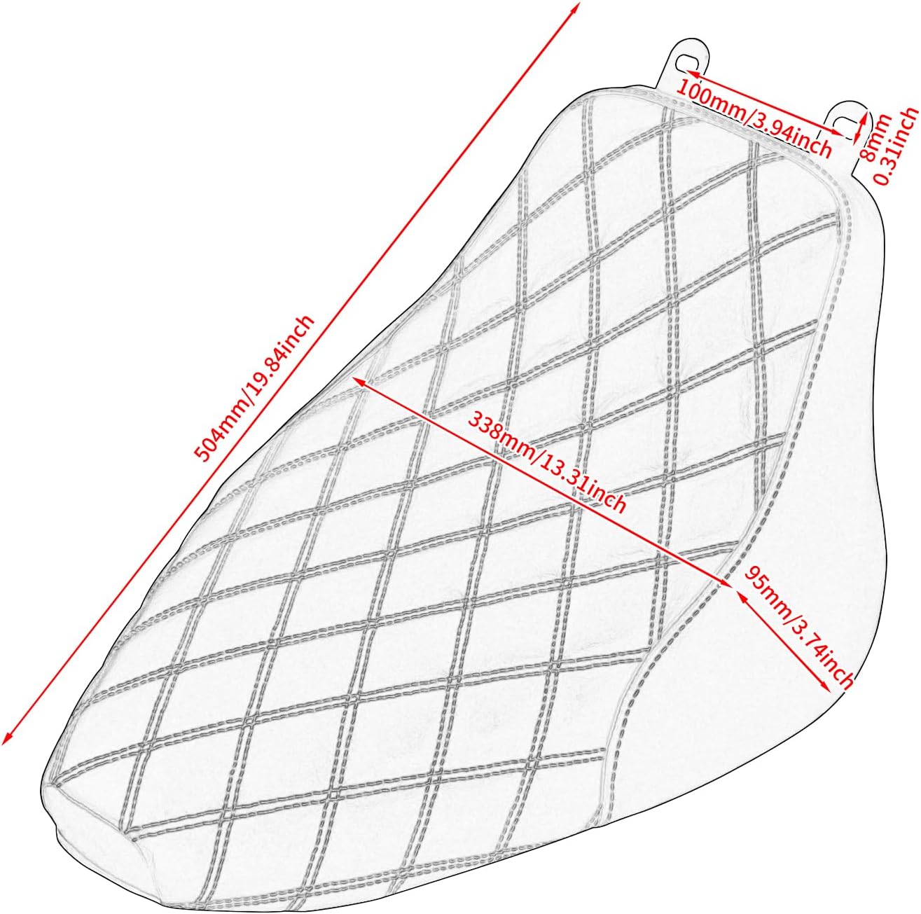 Motorcycle Driver Solo Seat Artificial Leather Rider Seat Cushion Fit For Harley Heritage Softail Classic FLSTC & Softail Deluxe FLSTN 2006-2017, Red Stitching