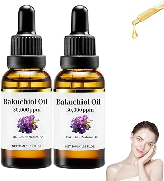 Bakuchiol Oil Organic Cold Pressed, Bakuchiol Serum for Face and Body, Retinol Alternative for Reduces Wrinkles, Anti Aging Moisturizing Lifting Body Oil, Natural Ingredients for All Skin Types 2PC