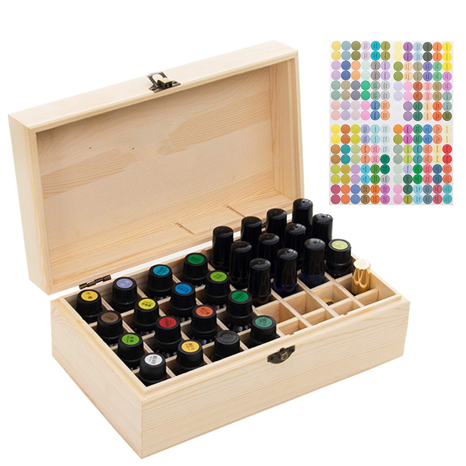 RoseFlower Wooden Portable Essential Oil Storage Box Home Fragrance Carrier Case, Holds 36 Bottles for 10, 15, 20, 50ml - Aromatherapy Organizer Nail Polish Fragrance Container - Keep Your Oils Safe