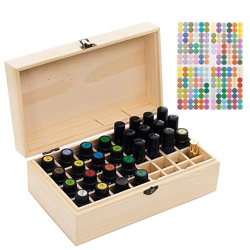 RoseFlower Caja de almacenamiento portátil de madera para aceites esenciales para el hogar, con capacidad para 68 botellas para 5, 10, 0.5fl oz,
