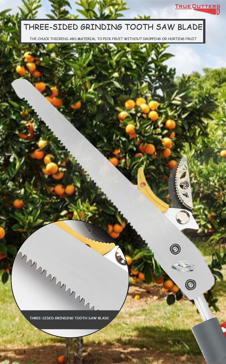 4-11.5 Ft Extendable Tree Pruner & Pole Saw – Telescopic Tree Trimmer with Extra 1 Pruner & 1 Saw for High-Branch Trimming, Fruit Picking, and Yard Maintenance