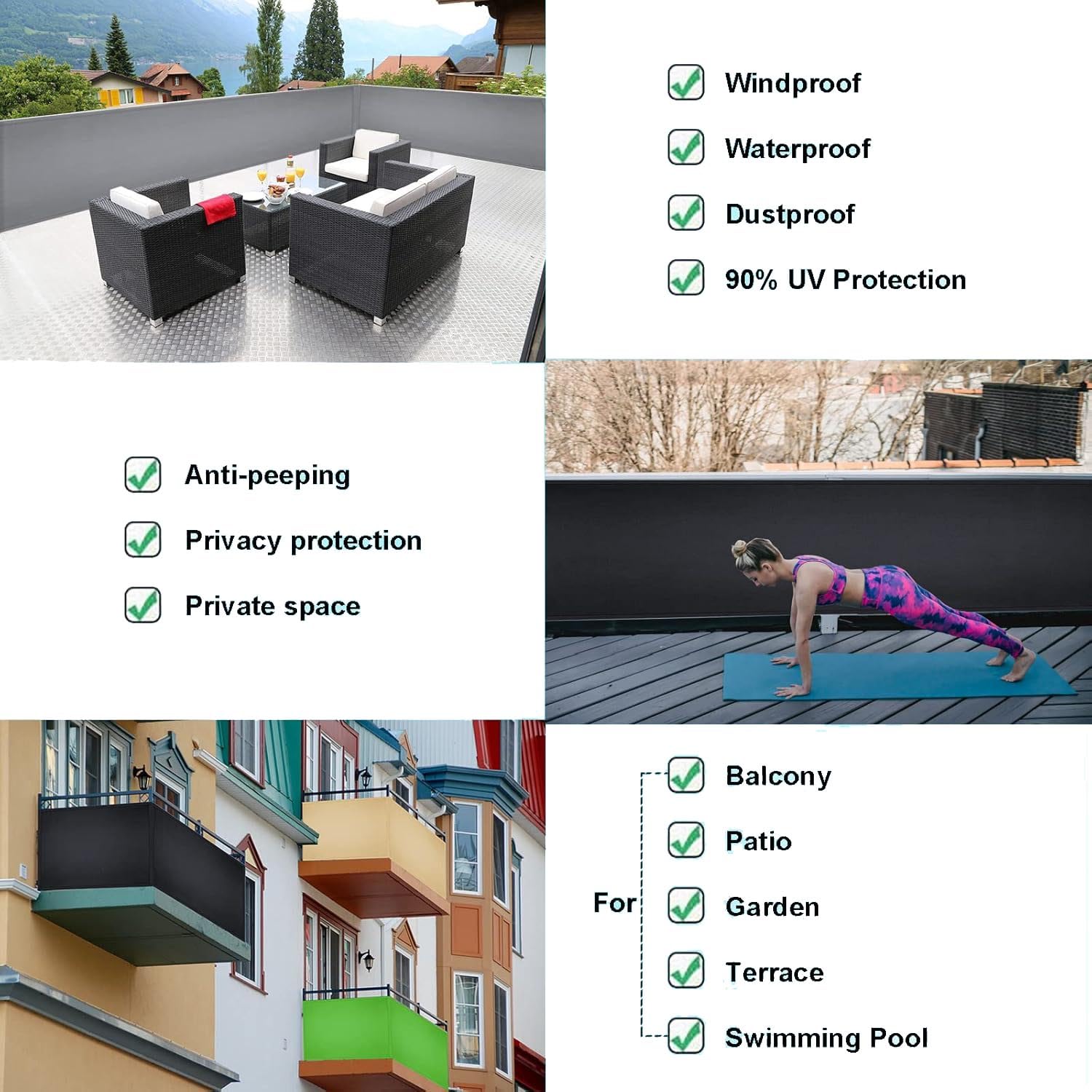 Frangivisto Balcone per Protezione,Schermo Privacy,Impermeabile Copri Ringhiera Balcone Privacy UV, Impermeabile,Resistente al Vento,per Balcone Giardino terrazza (Marrone,0.9x8m)
