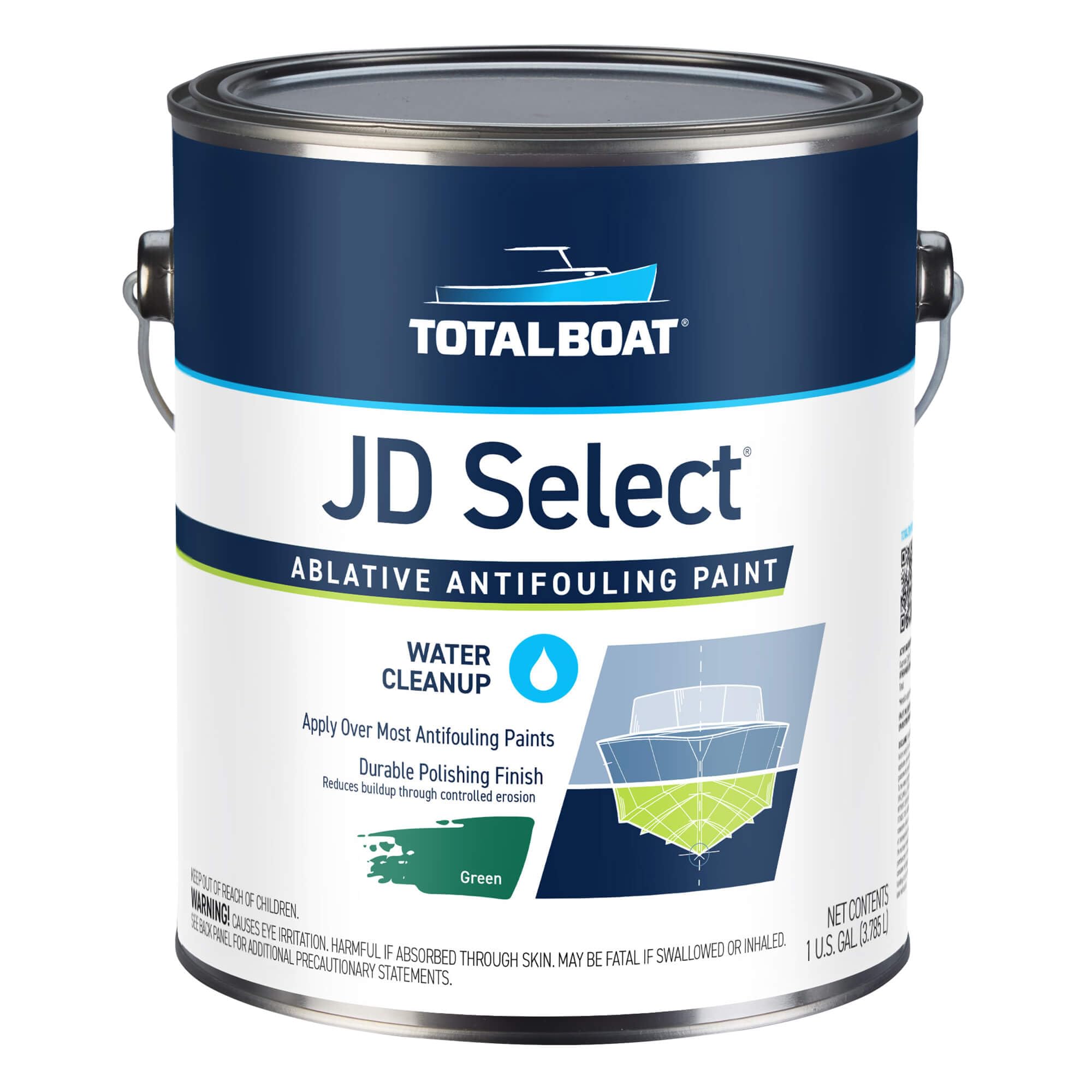 TotalBoat JD Select Ablative Antifouling Bottom Paint for Fiberglass, Wood and Steel Boats (Green), 1 Gallon