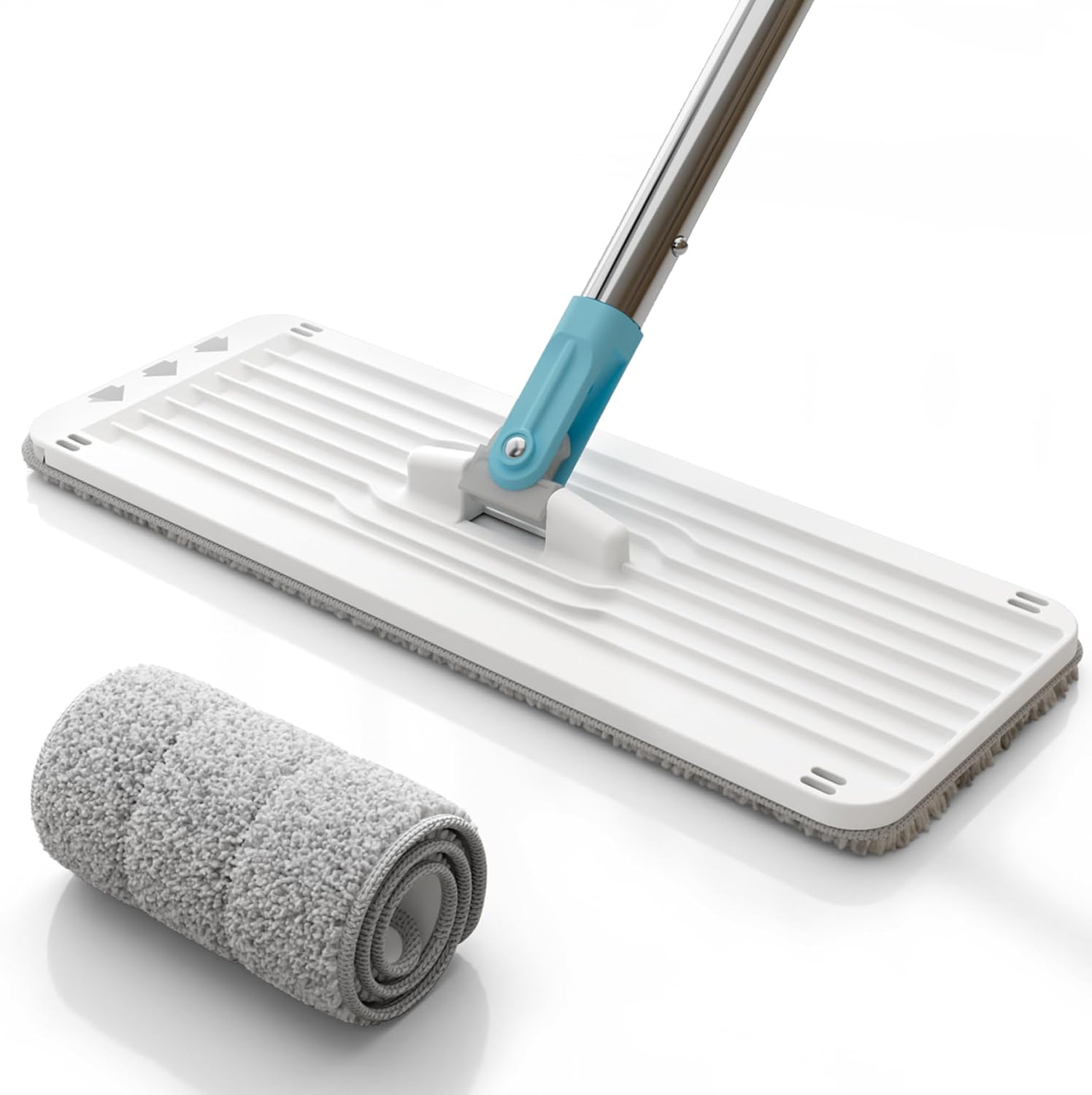 13" Mop Heads with 1 Microfiber Pad for Floor Cleaning, Mops for Floor Cleaning, Flat Mop Head Replacement Compatible with BEJOMOP Mop and Bucket Set, White and Turquoise-Cyan