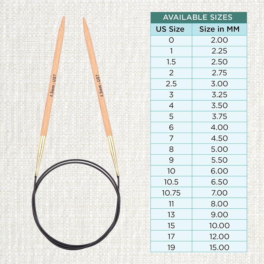 KnitPro Basix Beech Fixed Circular Needles 47" (120cm) | US Size 7 (4.5mm)