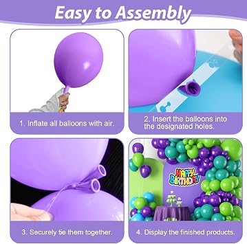 Green Purple Teal Balloon Arch Kit,Dark Purple Teal Blue Balloons for Boy Birthday Party Decorations Baby Shower Wedding Anniversary Graduation Supplies