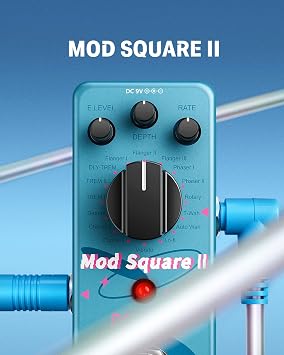 Donner Guitar Effector Modulation 16 Modes Chorus, Phaser, Tremolo, Flanger, Rotary, Vibrato, Wow, Low Definition True Bypass Mod Square II