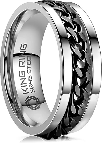 King Ring 8mm Spinner Ring Fidget Ring for Men & Women Designed in USA
