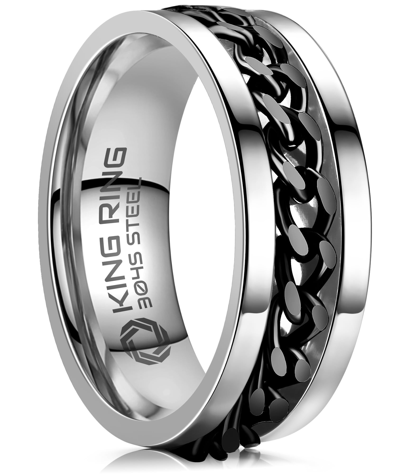 King Ring 8mm Spinner Ring – Fidget Ring for Men & Women – Designed in USA