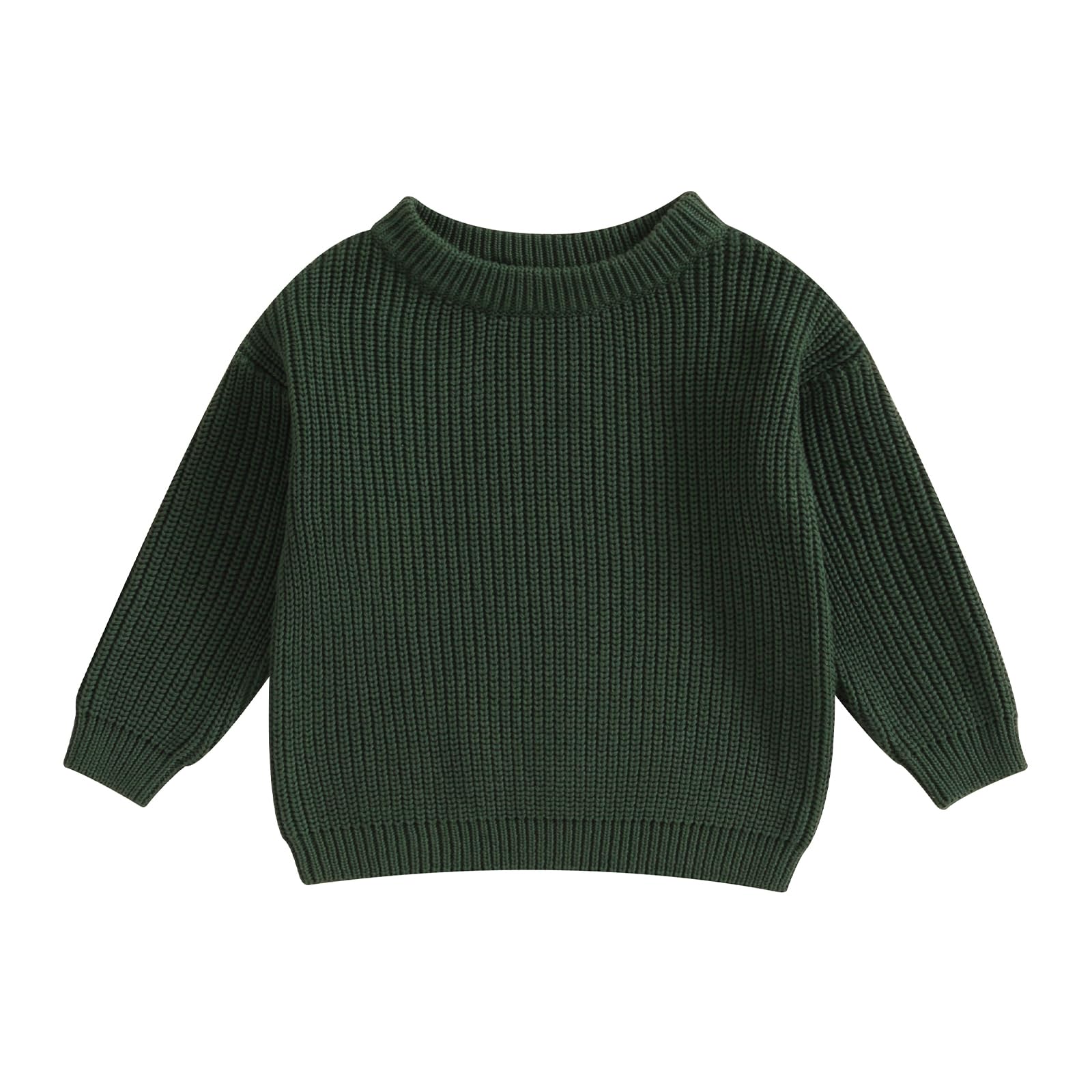 Baby Girls Boys Sweater Solid Color Long Sleeve Crew Neck Knit Pullover Warm Sweater Toddler Clothes Knitwear Baby Jumpers Tops Casual for Fall Winter — view 19