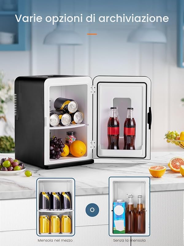 FOHERE 2 az 1-ben hordozható mini hűtőszekrény 15 liter fűtés és hűtés 12V DC 220V AC autó irodába hálószobába Eco Max