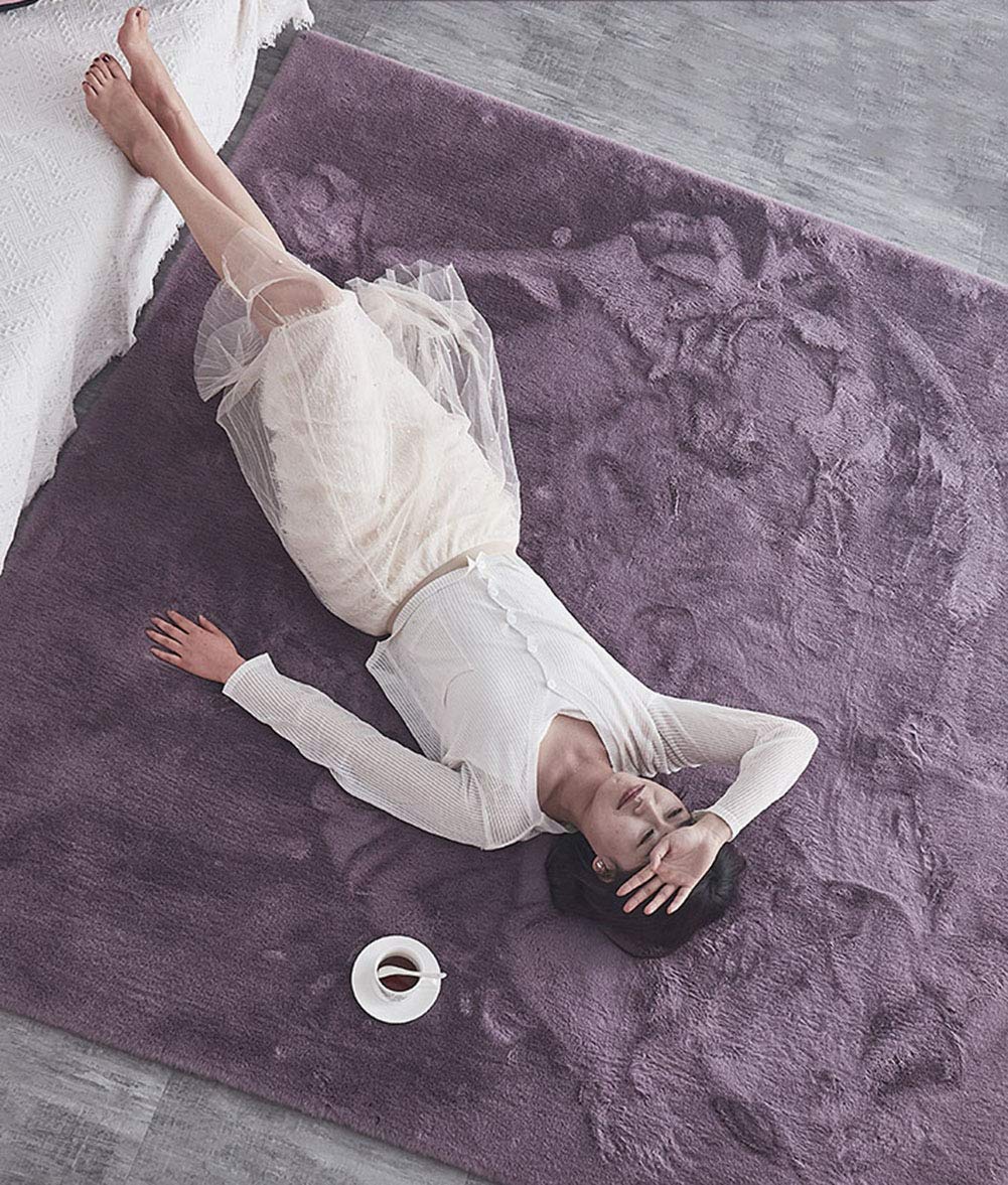 GueTTO Tapis en Fausse Fourrure De Lapin,Faux Peau De Mouton Tapis, Antidérapant Tapis Tapis Shaggy,Doux Couleur Unie Solide Tapis De Rampant Chambre,Beige,100 * 200cm