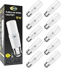 CLAR - E27 9W LED Tube Bulb, Large Edison Screw E27 LED 9W Equivalent to Compact Fluorescent Bulb, Diall E27 LED Bulbs, Cool White 6000ºK (Pack of 10)